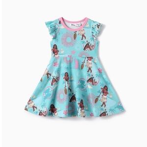 Disney Princess Toddler Girls Moana Tropical Print Flutter-Sleeve Dress, Size 2Y